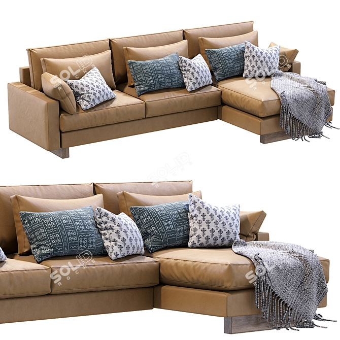 Modern Leather Harmony Sofa 3D model image 3