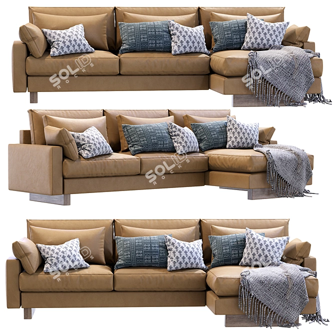 Modern Leather Harmony Sofa 3D model image 4