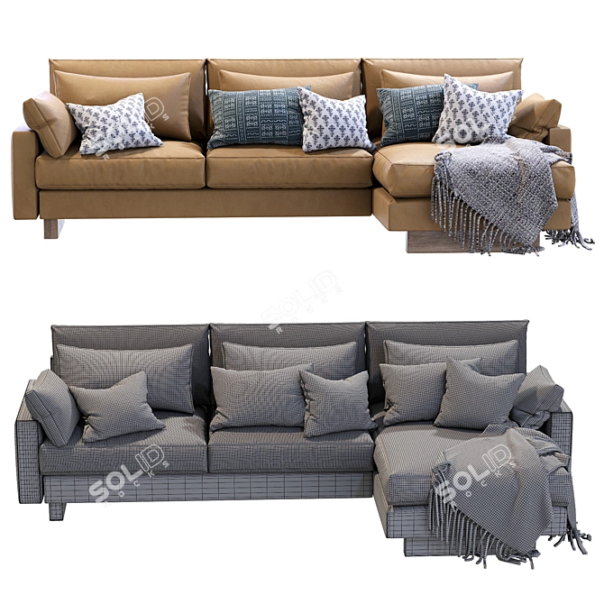 Modern Leather Harmony Sofa 3D model image 5