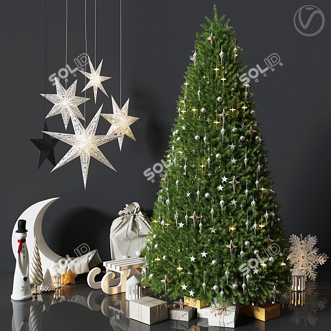 Festive Christmas Decor Set 3D model image 1