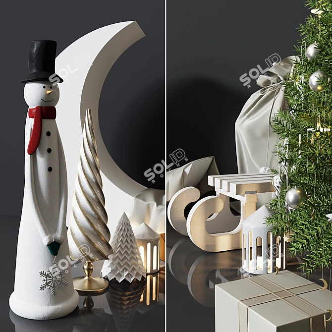 Festive Christmas Decor Set 3D model image 2