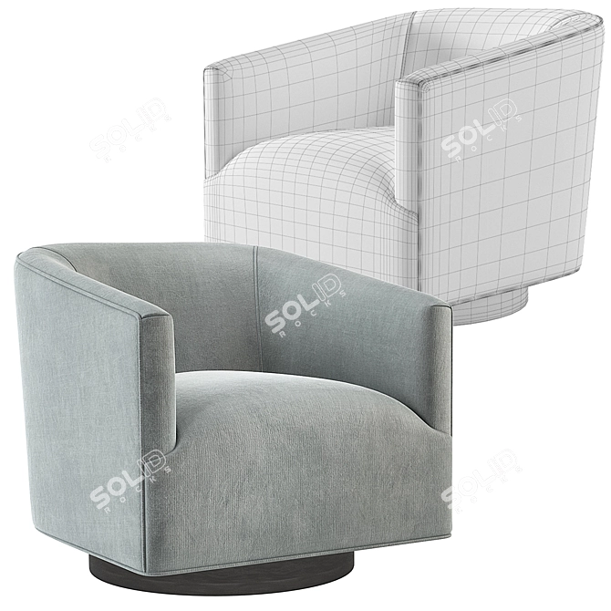 1950S Italian Shelter Chair: Velvet Colors, Restored 3D model image 6