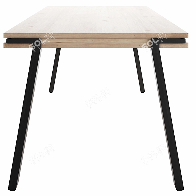  Rustic Wood & Metal Distressed Table 200cm 3D model image 4