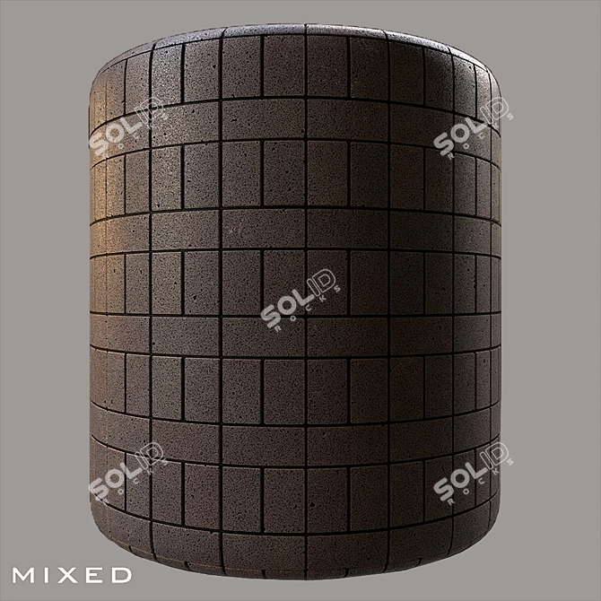 Sleek Black Granite Bricks 3D model image 6