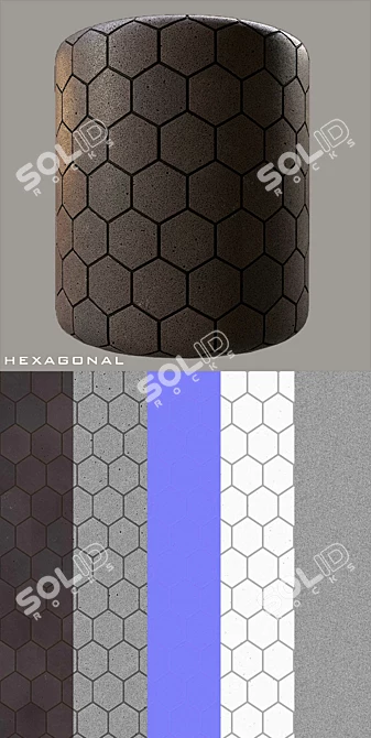 Sleek Black Granite Bricks 3D model image 9