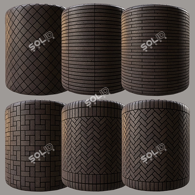 Black Granite Brick: Modern Elegance 3D model image 1