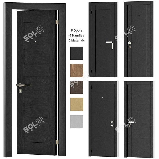 Customizable Interior Doors: 5 Types, 6 Materials 3D model image 1