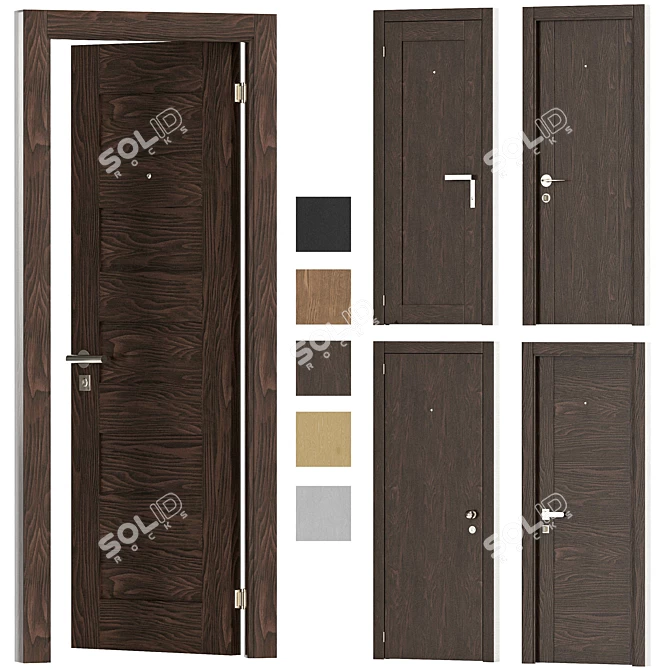 Customizable Interior Doors: 5 Types, 6 Materials 3D model image 3