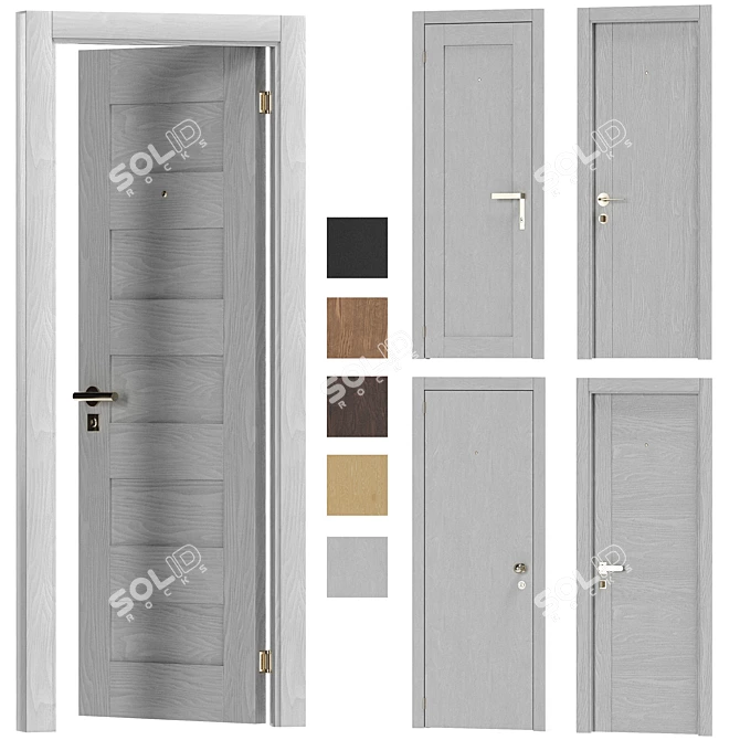 Customizable Interior Doors: 5 Types, 6 Materials 3D model image 5