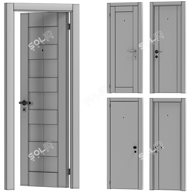 Customizable Interior Doors: 5 Types, 6 Materials 3D model image 6