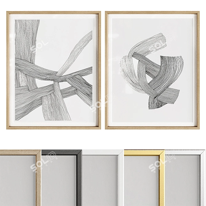 Minimalist Line Art Prints Set 3D model image 1