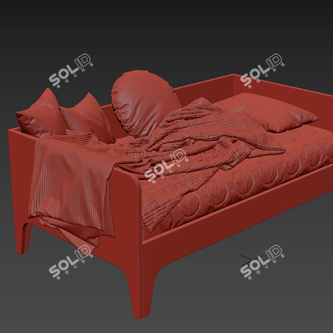 Modern Wood and Fabric Toddler Bed 3D model image 4
