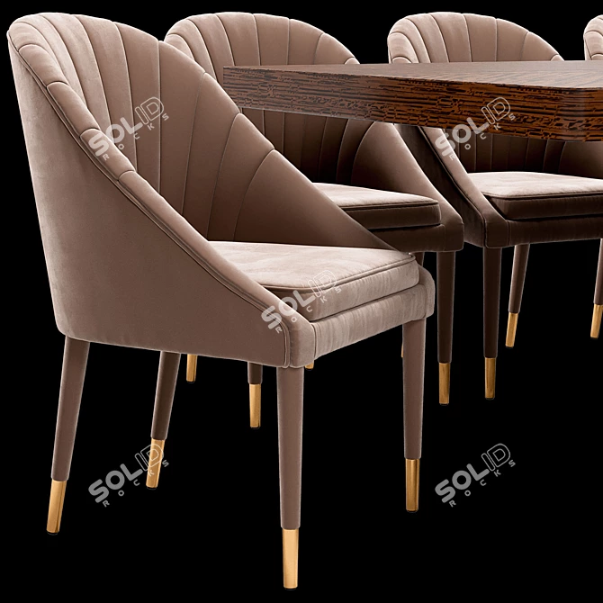 Garda Decor Dining Set: Santa Barbara Table & Chairs 3D model image 4