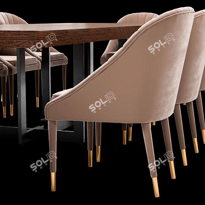 Garda Decor Dining Set: Santa Barbara Table & Chairs 3D model image 5