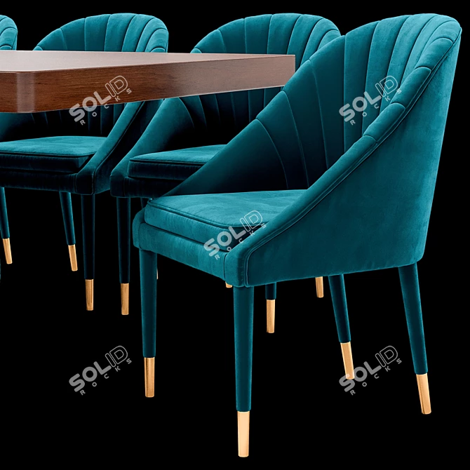 Garda Decor Dining Set: Santa Barbara Table & Chairs 3D model image 6