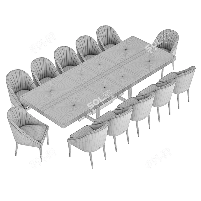 Garda Decor Dining Set: Santa Barbara Table & Chairs 3D model image 7