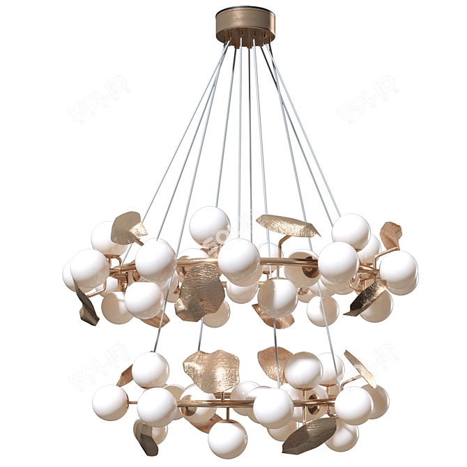 Golden Branch Suspension Lamp 3D model image 2