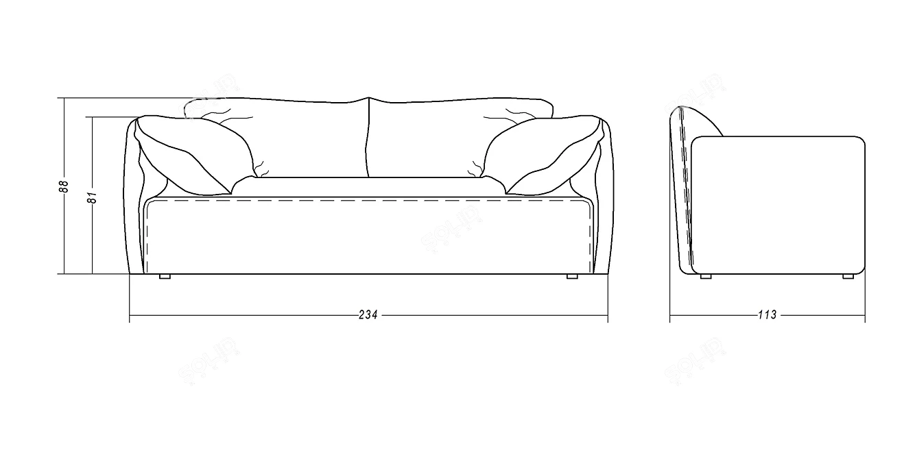 Title: Asti OM Comfort Sofa 3D model image 4