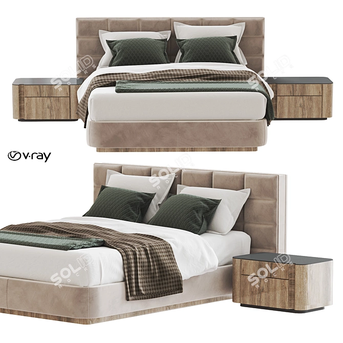 Luxury Lawrence Bed: Stylish & Sleek 3D model image 2