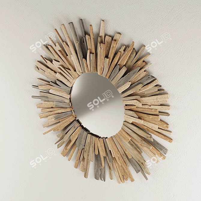 Coastal Reflections Driftwood Mirror 3D model image 2