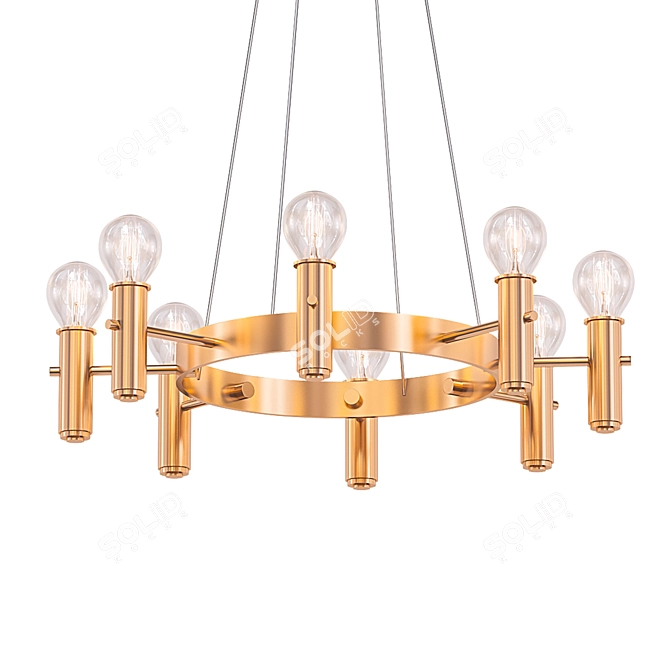 Swedish Brass Chandelier 3D model image 1