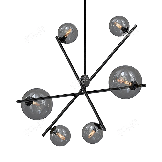 Elegant 6-Light Pendant with Smoked Glass 3D model image 1