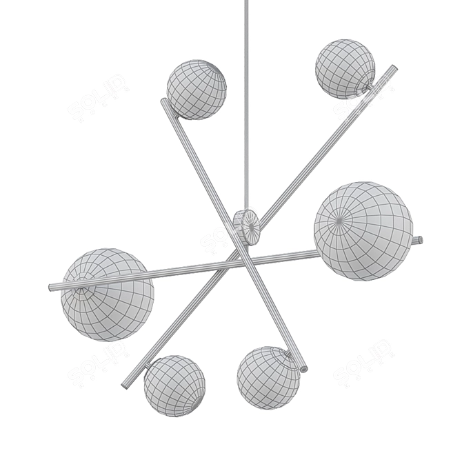 Elegant 6-Light Pendant with Smoked Glass 3D model image 2