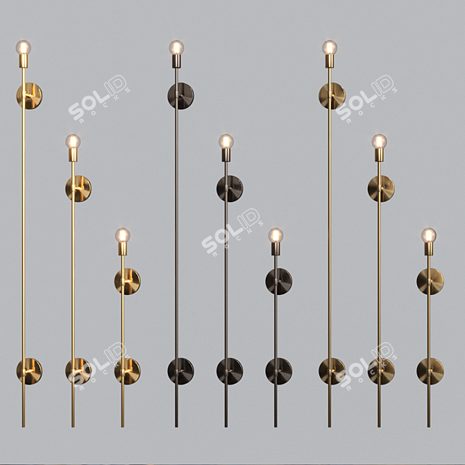 Sleek Linear Pendant Lights 3D model image 3