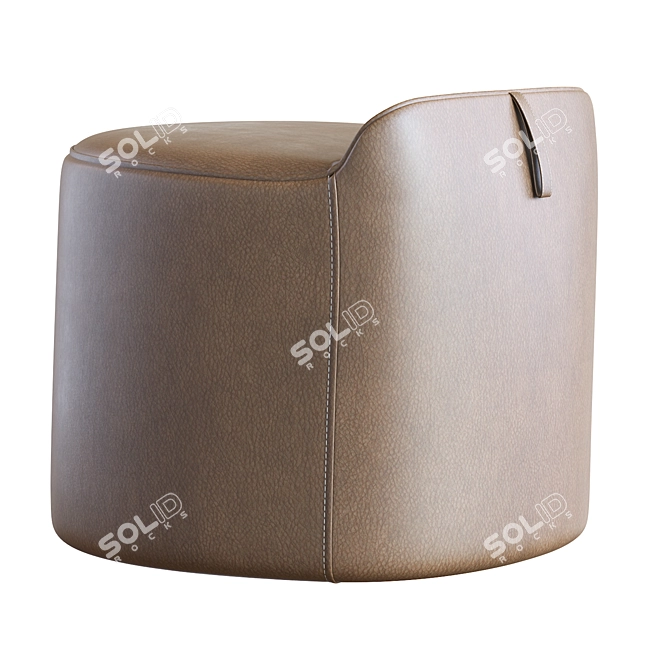 Luscious Red Leather Pouf 3D model image 2