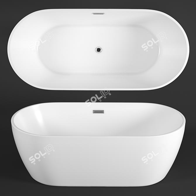 Modern Oval Acrylic Bathtub 3D model image 1