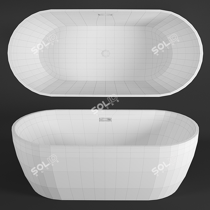 Modern Oval Acrylic Bathtub 3D model image 3