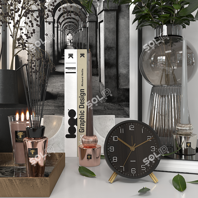 Elegant 14-Piece Decorative Set 3D model image 3