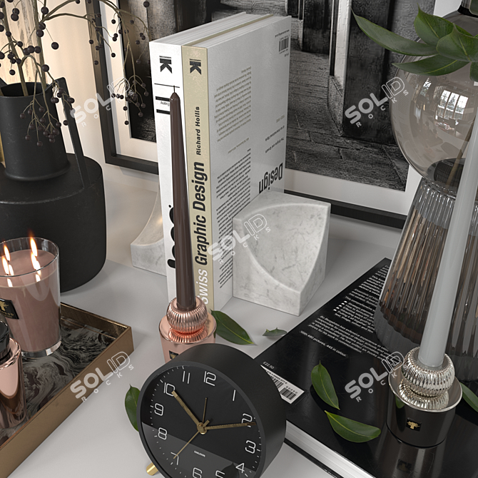 Elegant 14-Piece Decorative Set 3D model image 5