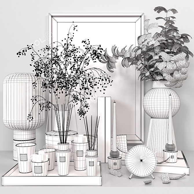 Elegant 14-Piece Decorative Set 3D model image 7