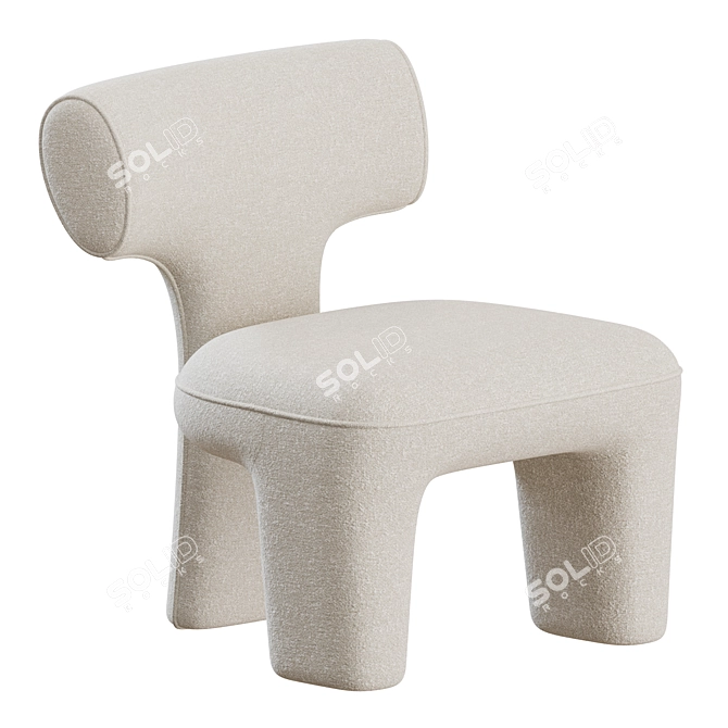 Boucle Litho Armchair: French Designer Elegance 3D model image 1