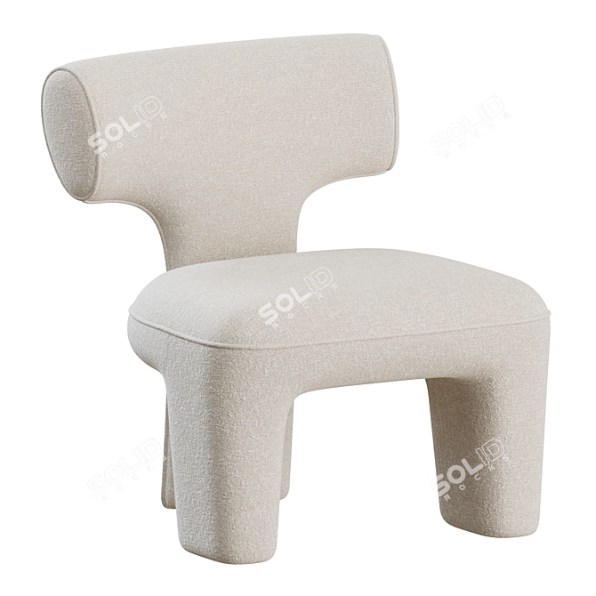 Boucle Litho Armchair: French Designer Elegance 3D model image 4