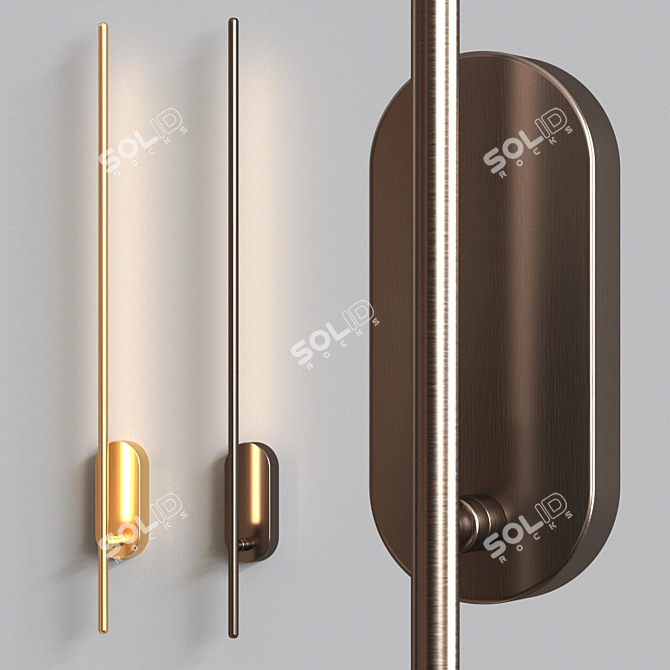 Nordic Gold LED Wall Lamp 3D model image 1