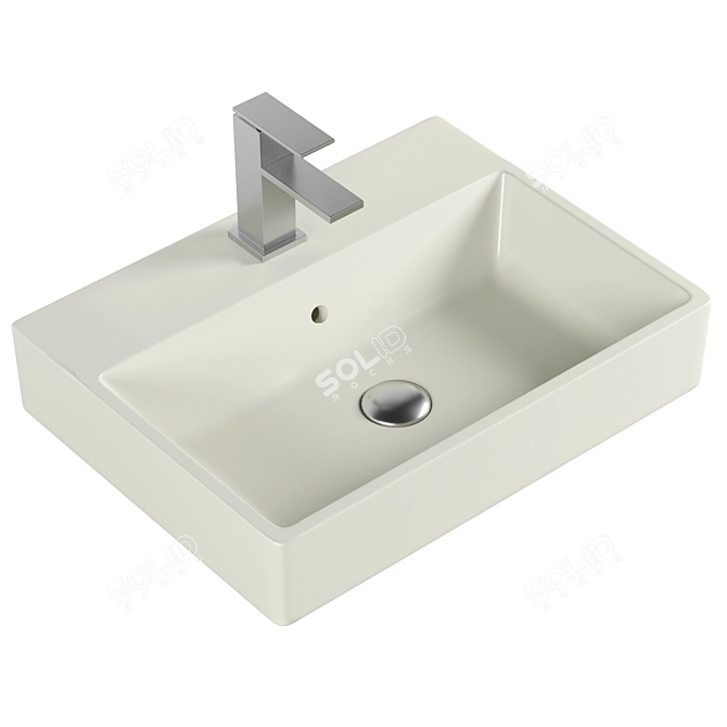 Sleek White Rectangular Vessel Sink 3D model image 1