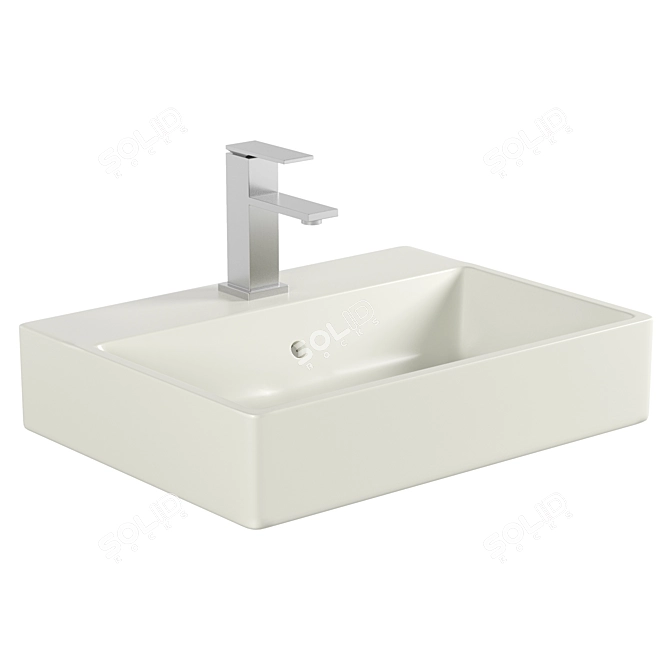 Sleek White Rectangular Vessel Sink 3D model image 2