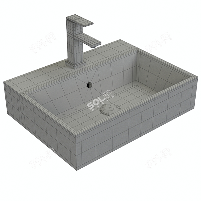 Sleek White Rectangular Vessel Sink 3D model image 3