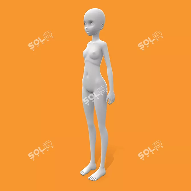 Anime Female Base Mesh: Perfect for 3D Anime Characters 3D model image 1