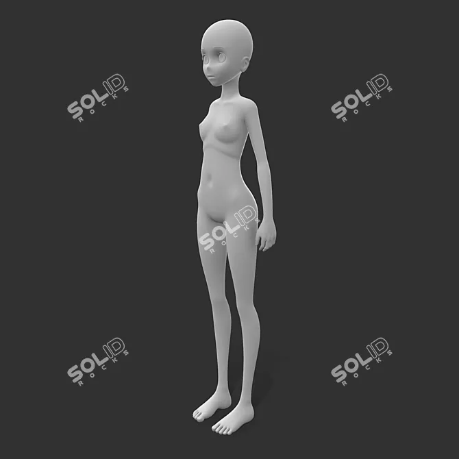 Anime Female Base Mesh: Perfect for 3D Anime Characters 3D model image 2