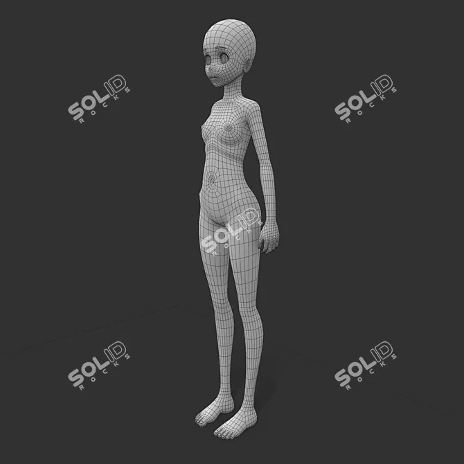 Anime Female Base Mesh: Perfect for 3D Anime Characters 3D model image 3