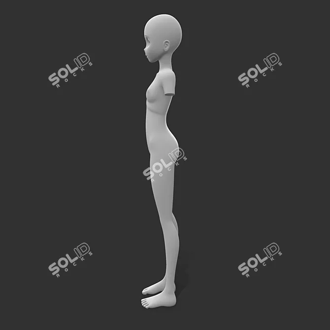 Anime Female Base Mesh: Perfect for 3D Anime Characters 3D model image 4