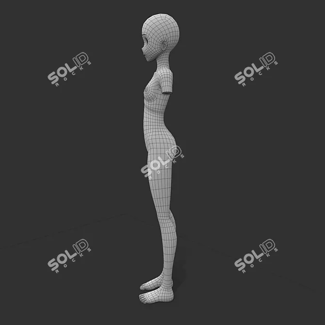 Anime Female Base Mesh: Perfect for 3D Anime Characters 3D model image 5