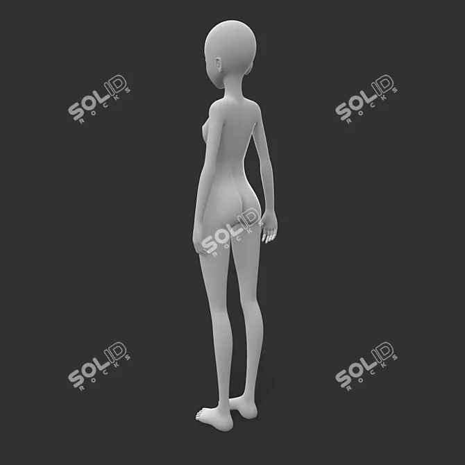 Anime Female Base Mesh: Perfect for 3D Anime Characters 3D model image 6