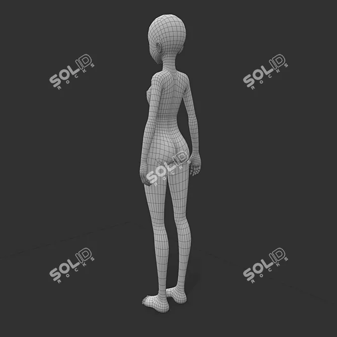 Anime Female Base Mesh: Perfect for 3D Anime Characters 3D model image 7