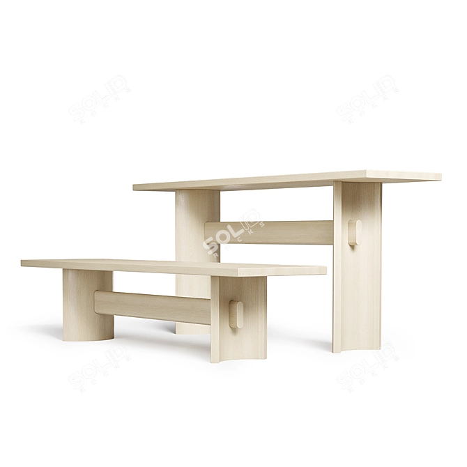 Samurai ST 01 - Stylish Wood Table 3D model image 3