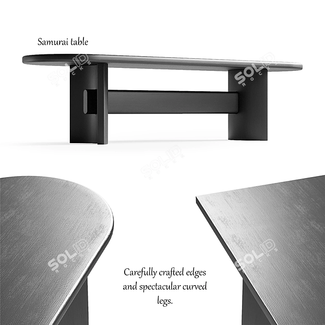 Samurai ST 01 - Stylish Wood Table 3D model image 4