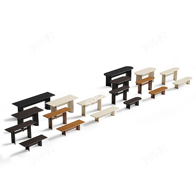 Samurai ST 01 - Stylish Wood Table 3D model image 6